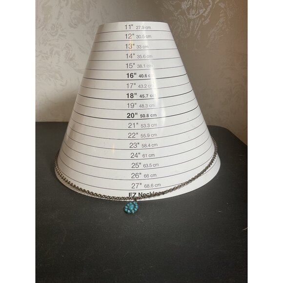 Vintage Style Bronze Chain Necklace With Turquoise Teardrop Pendant - Picture 2 of 4